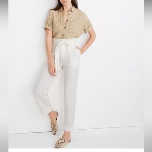 Madewell linen pants, white, paper bag
